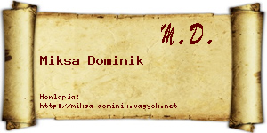 Miksa Dominik névjegykártya